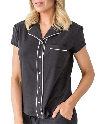 Lusome Donna Cap-sleeve Pajama Top In Noir