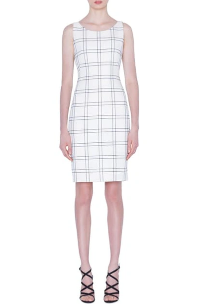 Akris Wool/cotton Double-face Check Sheath Dress In Black-swan