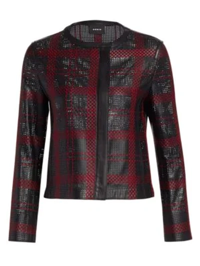Akris Caleesi Leather Grid Jacket In Black Red