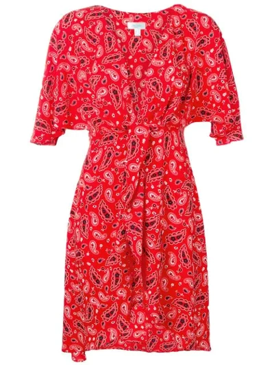 Jovonna Paisley Print Plunge Wrap Dress In Red