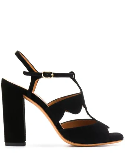Chie Mihara Scalloped Heeled Sandals In Black