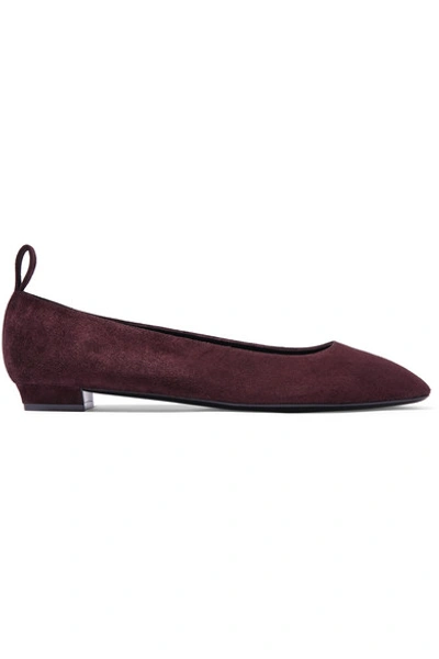 The Row Lady D Suede Ballet Flats In Burgundy