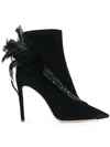 Jimmy Choo Women's Tanya 100 Embellished Suede High-heel Booties In Black