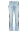 Mother The Insider High Waist Crop Step Fray Hem Bootcut Jeans In Thanks Again Racer