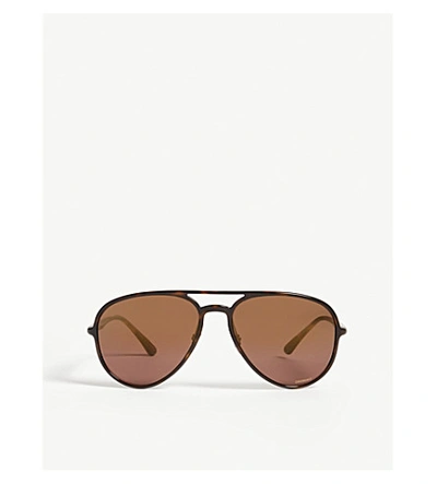 Ray Ban Rb4320 Chromance Aviator Havana Sunglasses In Brown | ModeSens