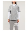 Thom Browne Stripe-trimmed Cotton-jersey T-shirt In Light Grey