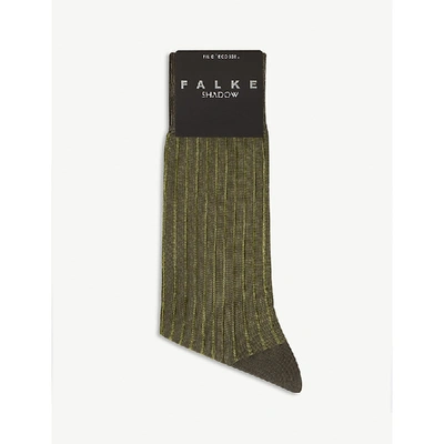 Falke Shadow Striped Cotton-blend Socks In Military