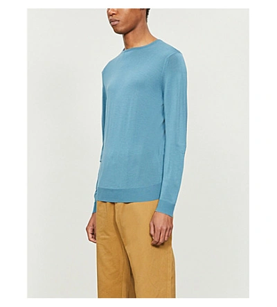 John Smedley Lundy Wool Jumper In Blue Wash