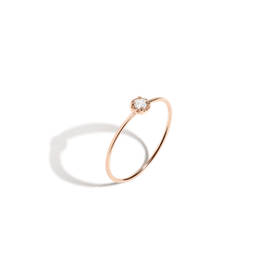 Aurate Midi Stackable Diamond Ring In Gold/ Pink