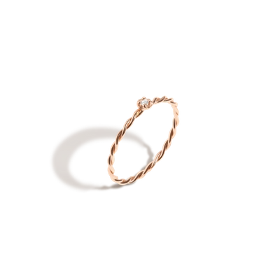 Aurate Mini Stackable Twist Diamond Ring In Gold/ Pink