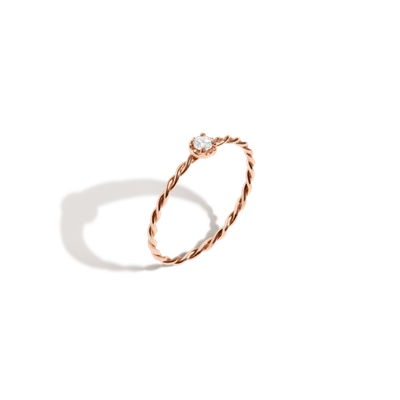 Aurate Midi Stackable Twist Diamond Ring In Gold/ Pink