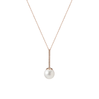 Aurate Proud Pearl Pendant With Diamonds In Gold/ Pink