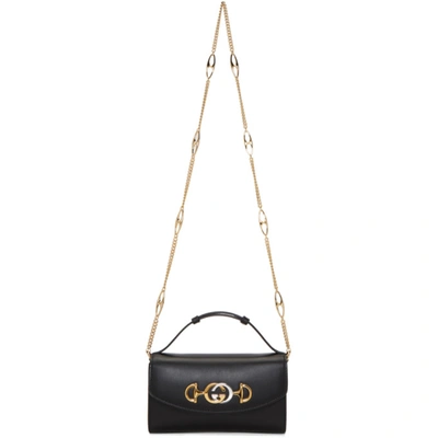Gucci Zumi Logo Plaque Leather Cross-body Bag In Black