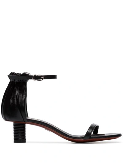 Proenza Schouler Ruched Cylindrical-heel Leather Sandals In 999 Black