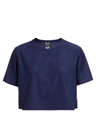 The Upside Track Perforated Cropped T-shirt In Navy