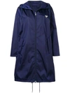 Prada Logo Raincoat In Blue