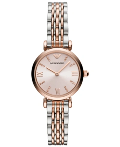 Emporio Armani Women's Two-tone Stainless Steel Bracelet Watch 28mm In Rose Gold/two Tone