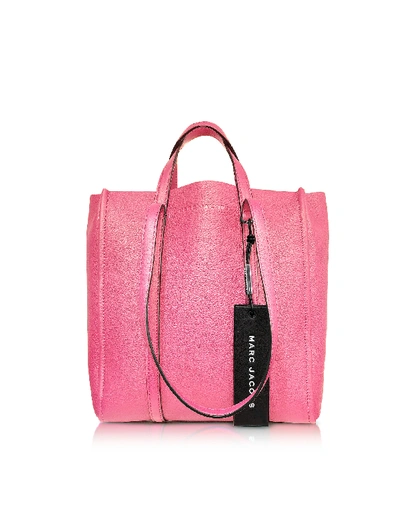 Marc Jacobs Tag 27 Large Pebbled Leather Tote In Bright Pink/gold