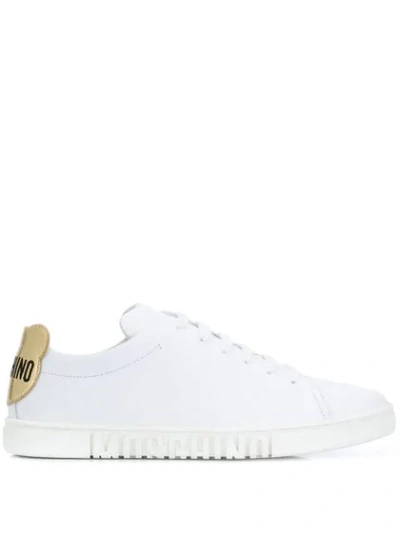 Moschino Rear Logo Sneakers In White