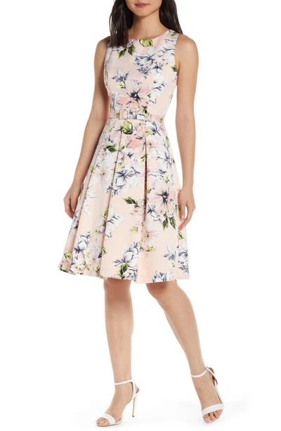 eliza fit and flare dress Eliza J Green & Navy Sleeveless Fit & Flare Dress- Size XS main image 1