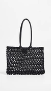 Clare V Sandy Woven Market Tote In Black Black