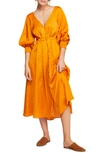 Free People Later Days Midi Dress In Tangerine