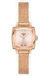 Tissot Women's Swiss T-lady Lovely Diamond Accent Rose Gold Mesh Bracelet Watch 20mm