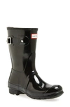 Hunter Original Short Gloss Waterproof Rain Boot In Black