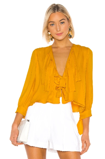 Cynthia Rowley Tennessee Tie Front Top In Yellow. In Marigold