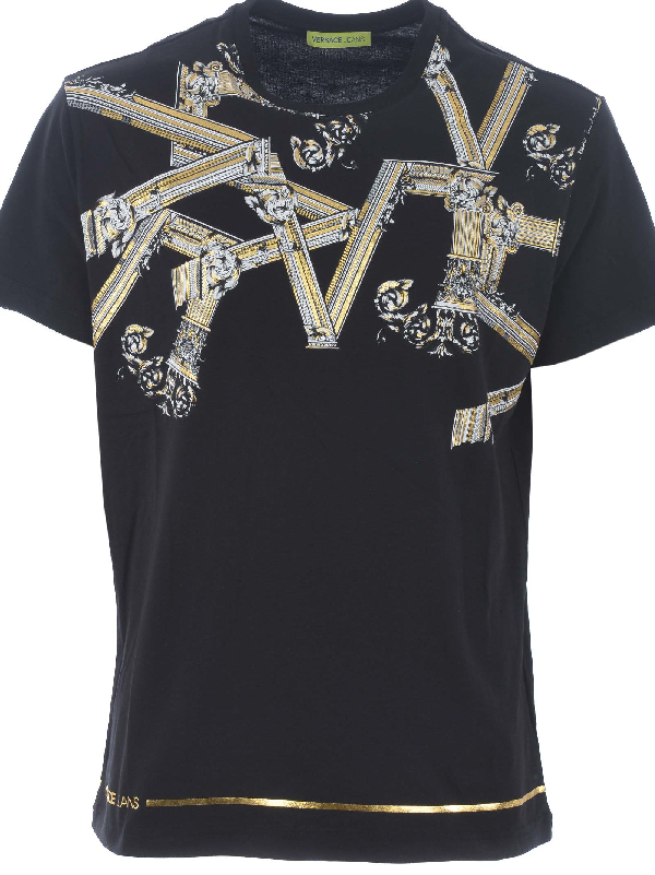 Versace Logo Print T-shirt In Nero | ModeSens