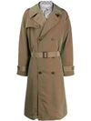 Maison Margiela Double-breasted Trench Coat In Green