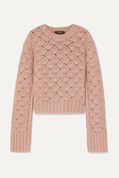 Loro Piana Aveyron Cashmere Long Sleeve Cropped Sweater In Rose Thorn