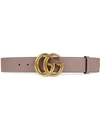 Gucci Leather Belt With Double G Buckle In Pink