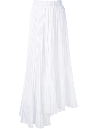 Brunello Cucinelli Asymmetric Pleated Crepe De Chine Maxi Skirt In White