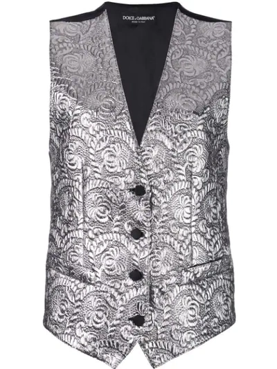 Dolce & Gabbana Baroque Waistcoat In Silver