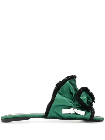 Carven Fringed Sandals In Green