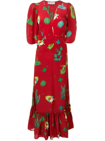 Jessie Western Printed Wrap Dress In Red