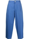 Comme Des Garçons Shirt Cropped Pleat Detailed Trousers - Blue