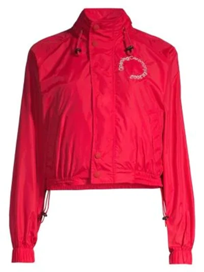 Opening Ceremony Cropped Nylon Wind Breaker In Cranberry