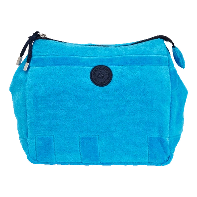 Vilebrequin Zipped Beach Pouch In Terry Cloth Solid Jacquard In Blue