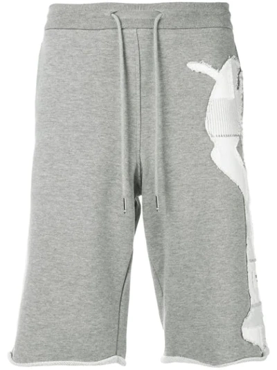 Thom Browne Shirting Patchwork Icon Sweatshort In Grey