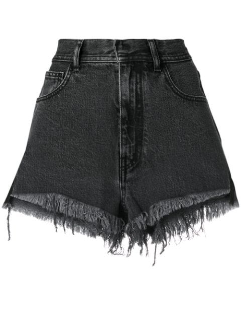 Ssheena Denim Frayed Shorts In Black | ModeSens