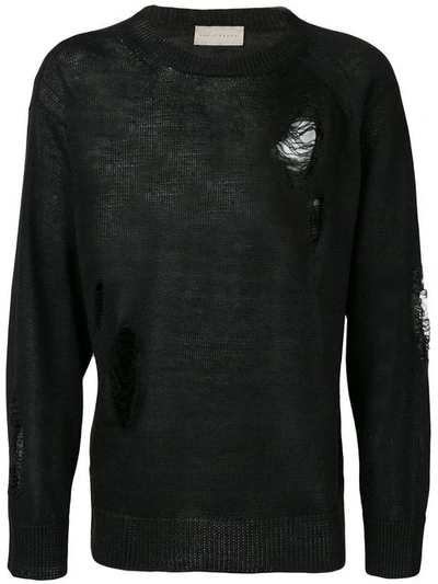 Paura Distressed Sweater In Black