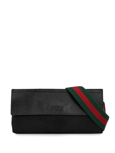 Pre-owned Gucci Web Strap Shoulder Bag In Black