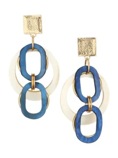 Akola Vila Meriah Horn & Goldtone Linked Open Circle Earrings In Multi