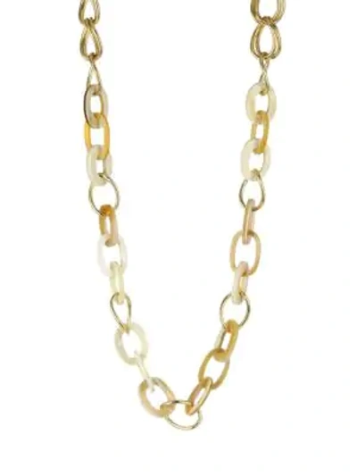 Akola Vila Shaloo Blonde Horn & Goldtone Link Long Chain Necklace