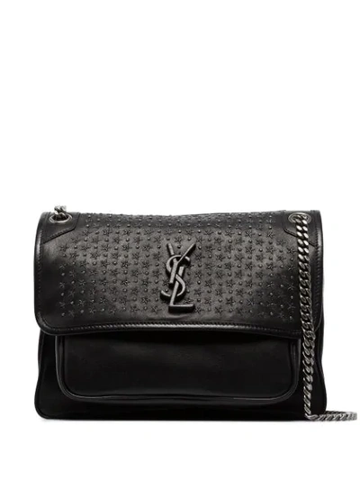 Saint Laurent Niki Medium Stud Embellished Leather Shoulder Bag In Black