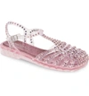 Jeffrey Campbell Gelly Crystal Embellished Sandal In Pastel Pink/ Pink