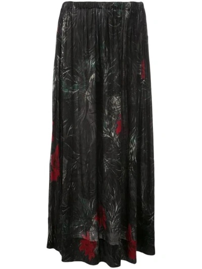 Yohji Yamamoto Printed Maxi Skirt - Black