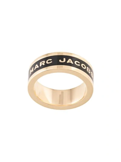 Marc Jacobs Logo Band Ring In Black